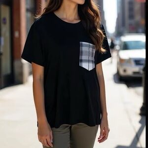 New Woman’s t shirt with plaid pocket perfect for summer